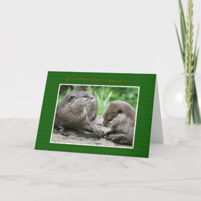 Tarjeta Feliz aniversario de la pareja Otter (Anverso)