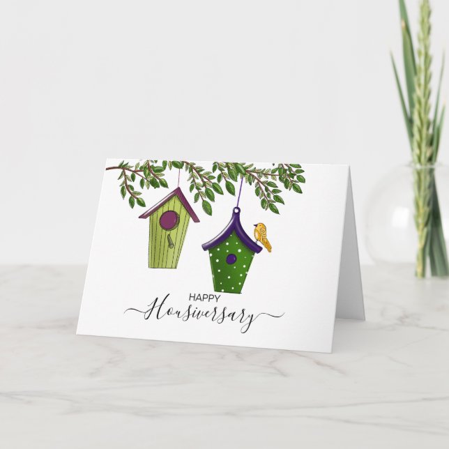Tarjeta Feliz aniversario de la remisión a un hogar (Anverso)