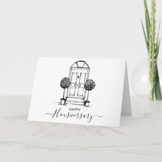 Tarjeta Feliz aniversario de la remisión a un hogar (Anverso)