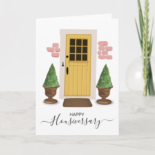 Tarjeta Feliz aniversario de la remisión a un hogar (Anverso)