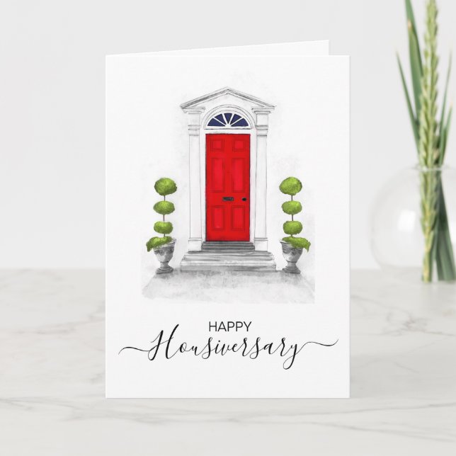 Tarjeta Feliz aniversario de la remisión a un hogar (Anverso)