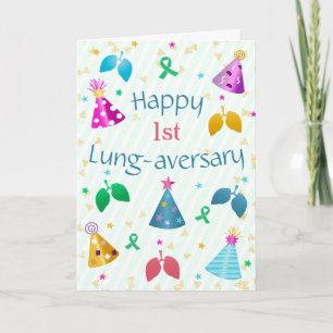 Tarjeta Feliz aniversario de pulmón Green Stripe personali