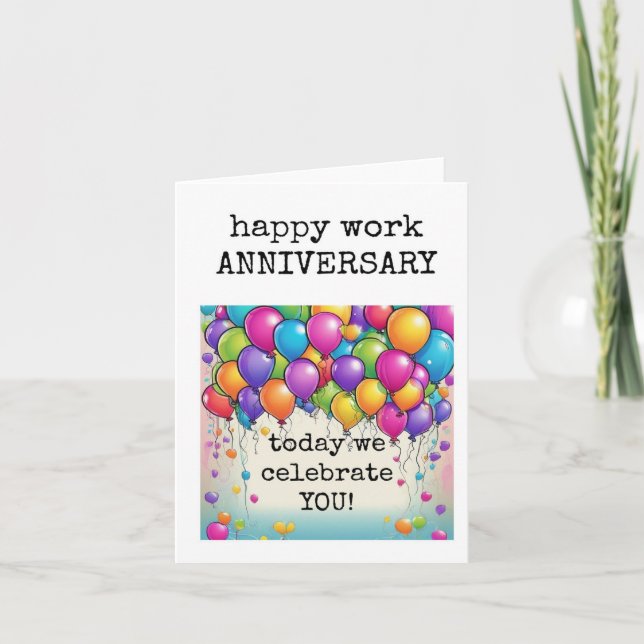 Tarjeta Feliz aniversario de trabajo, celebra tu carta (Anverso)
