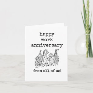 Tarjeta Feliz aniversario de trabajo de todos nosotros gra