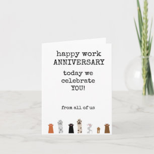 Tarjeta Feliz aniversario de trabajo, de todos nosotros, t