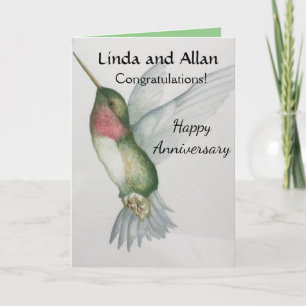Tarjeta Feliz Aniversario Felicitaciones Hummingbird
