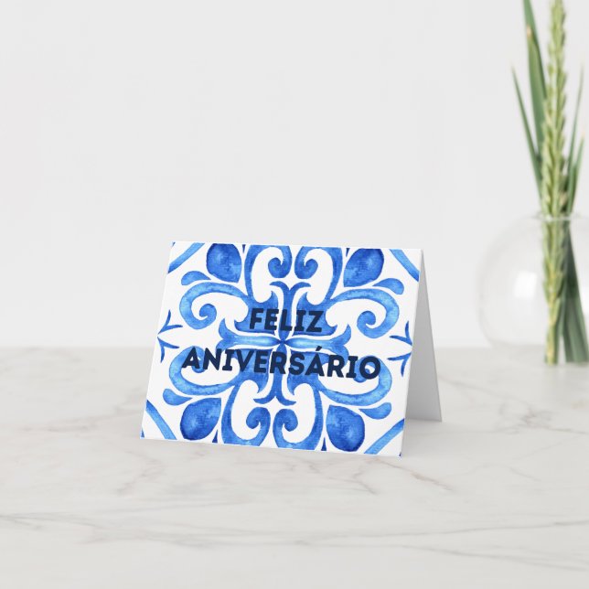 Tarjeta Feliz Aniversário, feliz cumpleaños de Portugal (Anverso)