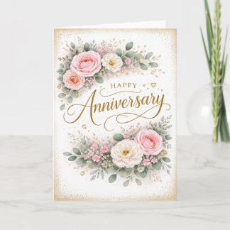 Tarjeta Feliz aniversario floral