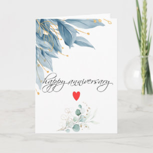 Tarjeta Feliz aniversario Floral Azul