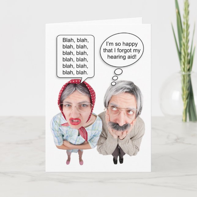 Tarjeta Feliz Aniversario Funny Old Pareja (Anverso)