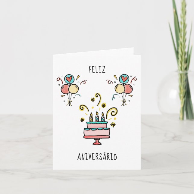 Tarjeta Feliz Aniversário | Happy Birthday (Anverso)