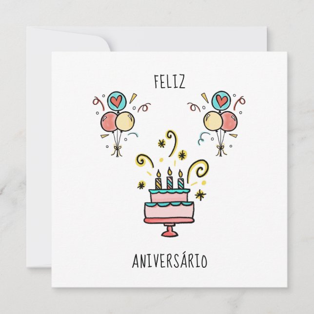 Tarjeta Feliz Aniversário | Happy Birthday (Anverso)