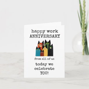 Tarjeta Feliz Aniversario Laboral, Lindo, De Todos Nosotro