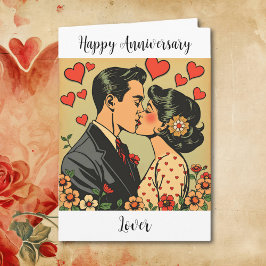Tarjeta Feliz Aniversario Lover | Arte pop retro