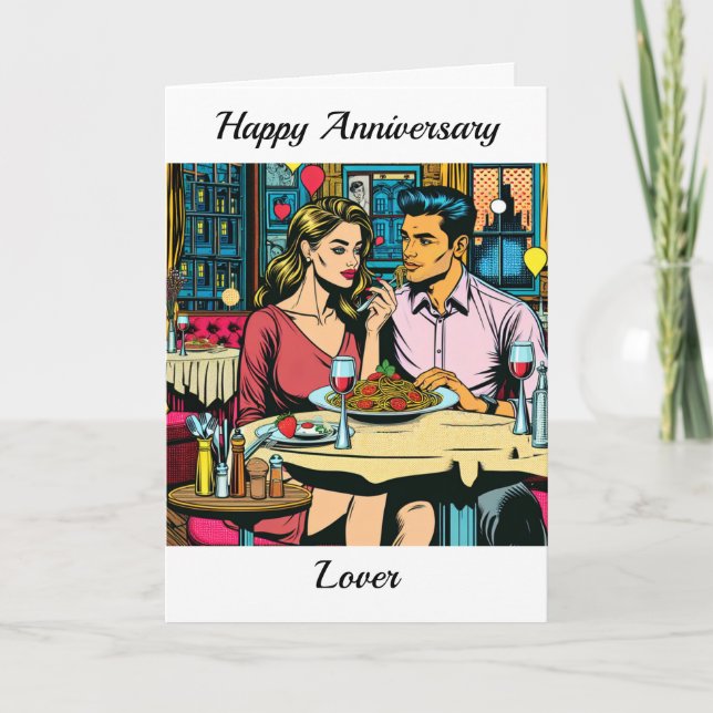 Tarjeta Feliz Aniversario Lover | Spaghettis Dinner (Anverso)