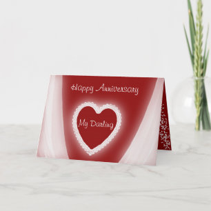 Tarjeta Feliz Aniversario Mi Querido Corazón Rojo Romántic