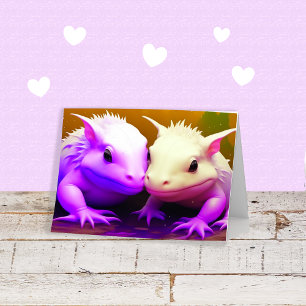 Tarjeta Feliz aniversario pareja de ajolotes lindos arte d