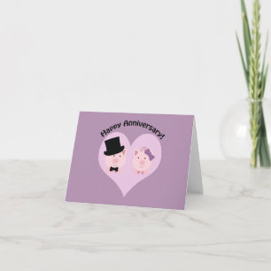 Tarjeta Feliz Aniversario Pareja de Cerdos