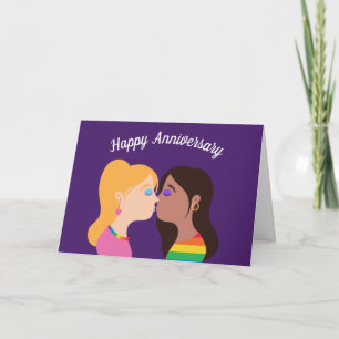 Tarjeta Feliz Aniversario Pareja Lesbiana Romántico Te Amo