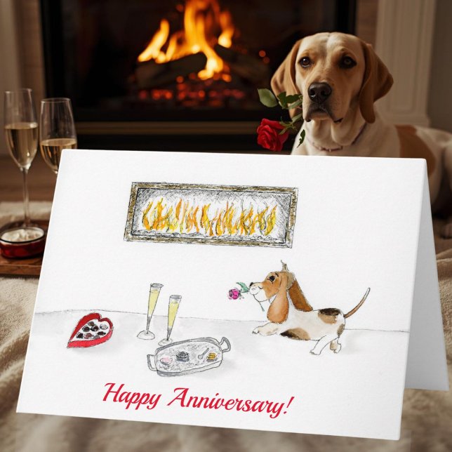 Tarjeta Feliz aniversario, perro romántico (Subido por el creador)