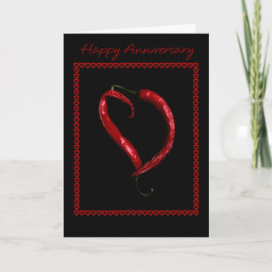 Tarjeta Feliz Aniversario Pimiento Corazón