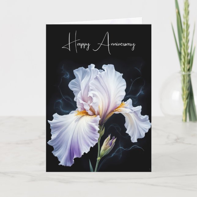 Tarjeta Feliz aniversario Purple Iris Blossom (Anverso)