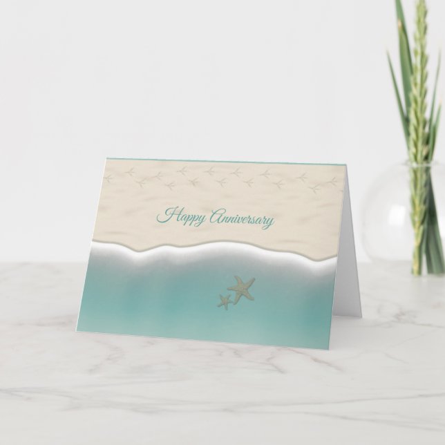 Tarjeta Feliz aniversario Sandy Beach Pigeon Tracks (Anverso)