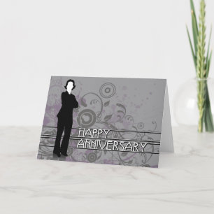 Tarjeta feliz aniversario : silueta de negocios