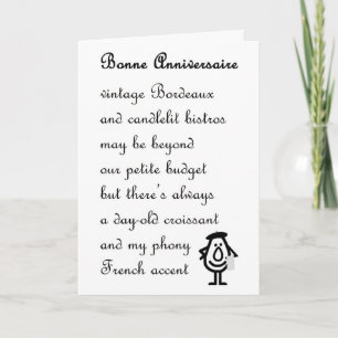 Tarjeta Feliz Aniversario - un divertido poema de aniversa