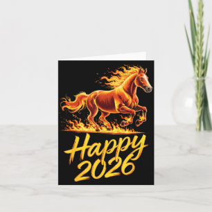 Tarjeta Feliz año 2026 del caballo del zodíaco chino nuevo