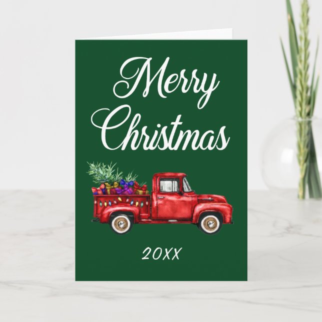 Tarjeta Feliz Año de Navidad Viejos Regalos de Árboles de  (Anverso)