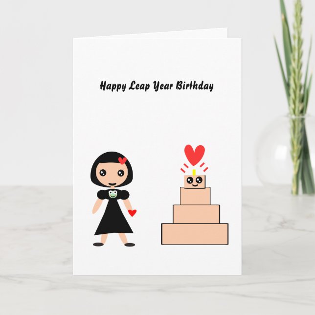 Tarjeta Feliz año del salto de cumpleaños (Anverso)