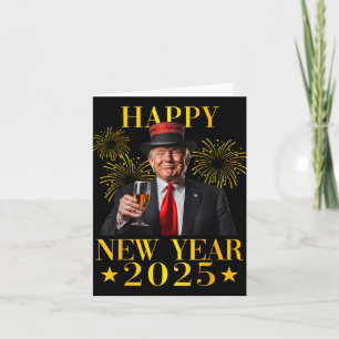Tarjeta Feliz Año Nuevo 2025 Funny Trump Año Nuevo Norteam