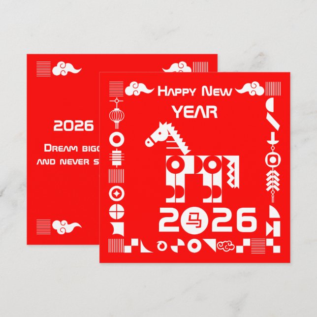 Tarjeta Feliz Año Nuevo 2026 (Anverso / Reverso)