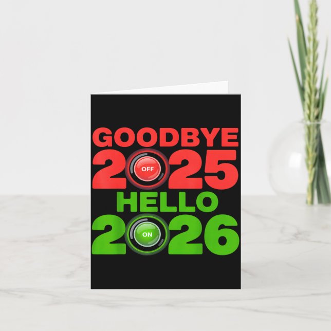 Tarjeta Feliz Año Nuevo 2026 Adiós 2025 Hola 2026  (Anverso)