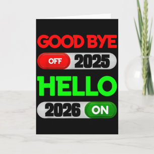 Tarjeta Feliz Año Nuevo 2026 Adiós 2025 Hola 2026 