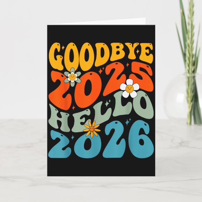 Tarjeta Feliz Año Nuevo 2026 Adiós 2025 Hola 2026  (Anverso)
