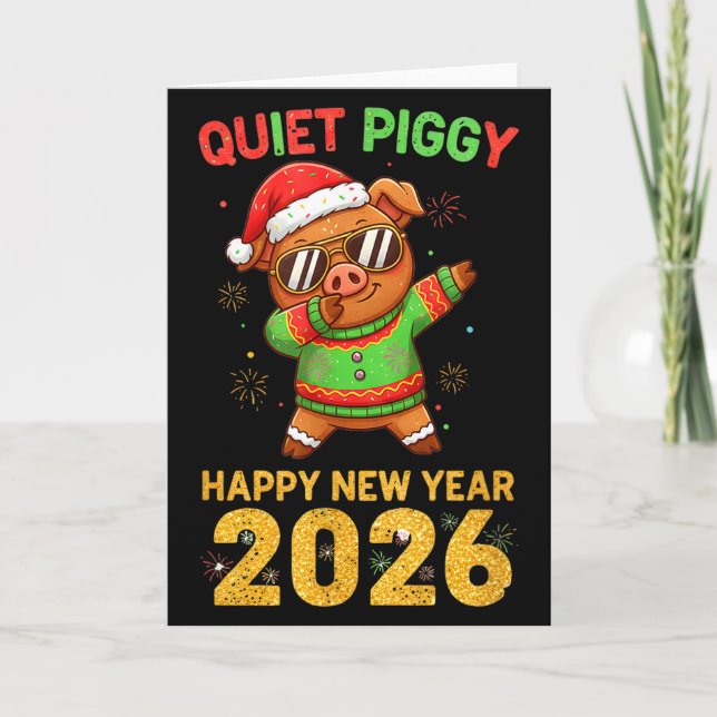 Tarjeta Feliz Año Nuevo 2026 Animal Lindo Silencioso Ggy (Anverso)