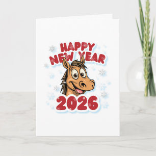Tarjeta Feliz Año Nuevo 2026: Año del Mascota del Caballo