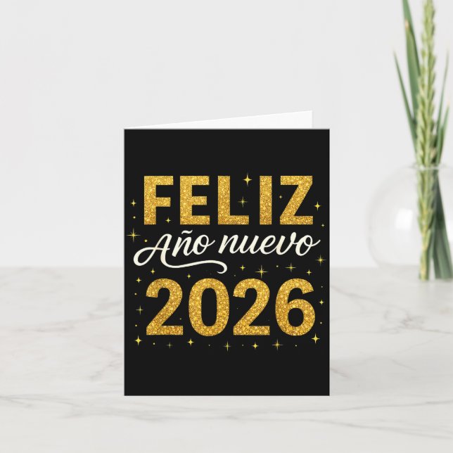 Tarjeta Feliz Año Nuevo 2026 Año Nuevo Fiesta Española Fue (Anverso)
