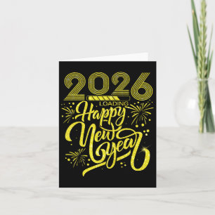 Tarjeta Feliz Año Nuevo 2026 Cargando Fuegos Artificiales
