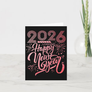 Tarjeta Feliz Año Nuevo 2026 Cargando Fuegos Artificiales 