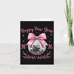 Tarjeta Feliz Año Nuevo 2026 Coquette Nk Lazo Disco Bola M