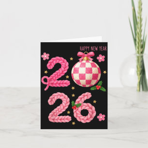 Tarjeta Feliz Año Nuevo 2026 Crochet Familiar a Juego Homb