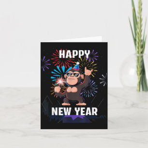 Tarjeta Feliz Año Nuevo 2026 Divertido Niños Amantes de Bi