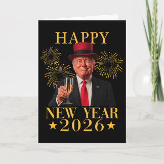 Tarjeta Feliz Año Nuevo 2026 Divertido Presidente Trump Fu