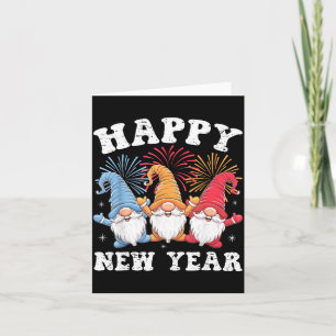 Tarjeta Feliz Año Nuevo 2026 Fiesta de la Familia Gnomos A