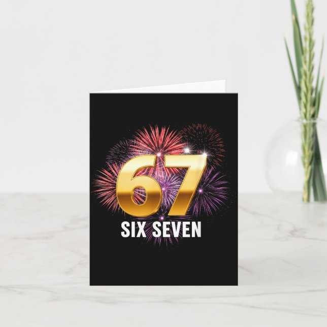 Tarjeta Feliz año nuevo 2026 Fiesta de Nochevieja 67 Six S (Anverso)