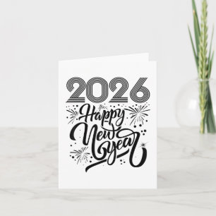 Tarjeta Feliz Año Nuevo 2026 Fuegos Artificiales _1