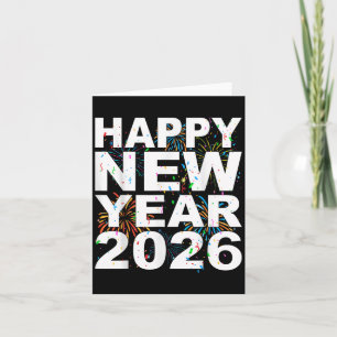 Tarjeta Feliz Año Nuevo 2026 Fuegos artificiales Guay Año